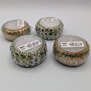 Pier One Jeweled Tealight Candles Set of 4 NWT Holiday Christmas Decor